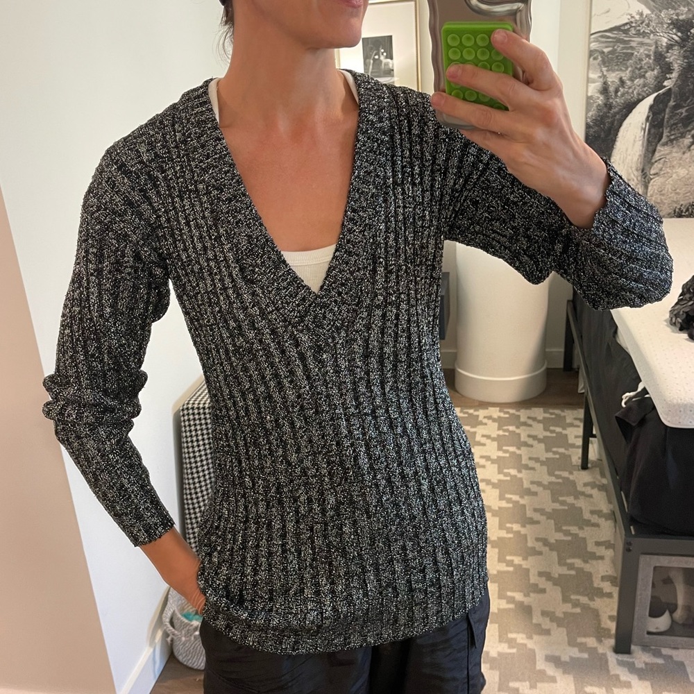 Vintage Deep-V Tunic sweater